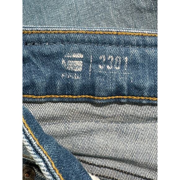 G-Star Raw Jeans Mens 32x32 3301 Straight Medium Wash Denim Stretch Button Fly - Picture 8 of 16